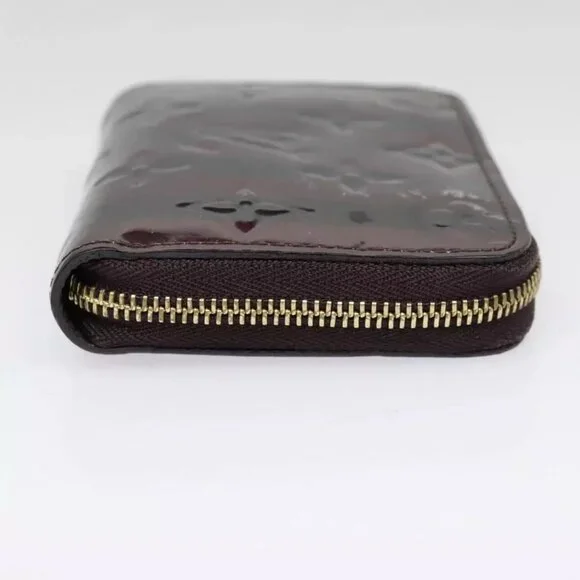 LOUIS VUITTON Vernis Rayure Zippy Coin Purse Amarante M91719 LV Auth